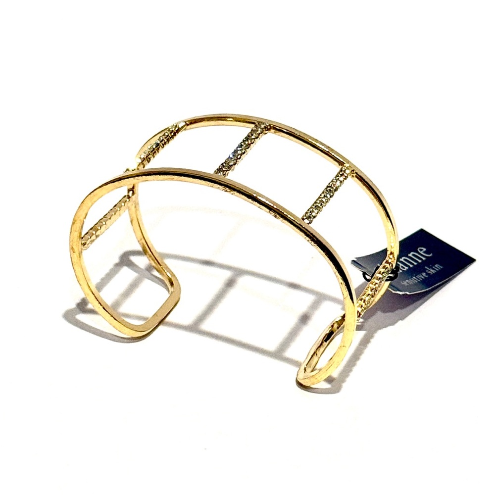 CEZANNE Gold Tone Rhinestone Cage Cuff Bracelet |NWT